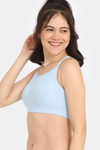 Rosaline Rib Double Layered Non Wired Full Bralette - Blue Glow — thumbnail 3